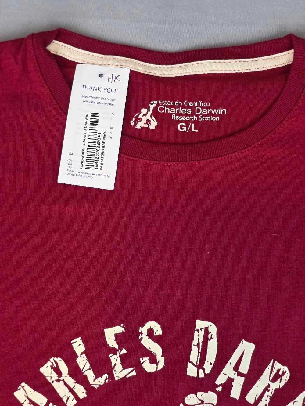 Charles Darwin Research Station T Shirt L Galapagos Tortoise Red Burgandy Logo - Picture 2 of 6